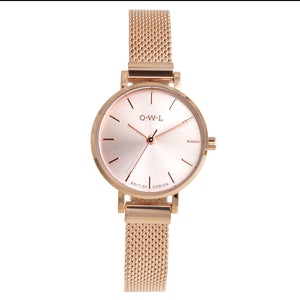 ASHBOURNE ROSE GOLD SMALL MESH WATCH - OWL watches