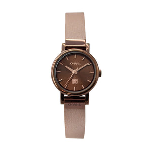 ASCOT CHOCOLATE AND NUDE LEATHER LADIES WATCH - OWL watches