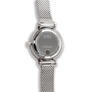 Amesbury Silver mesh watch with a Grey Marble Dial - OWL watches