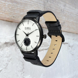 FILTON GENTLEMAN'S BLACK LEATHER STRAP WATCH - OWL watches