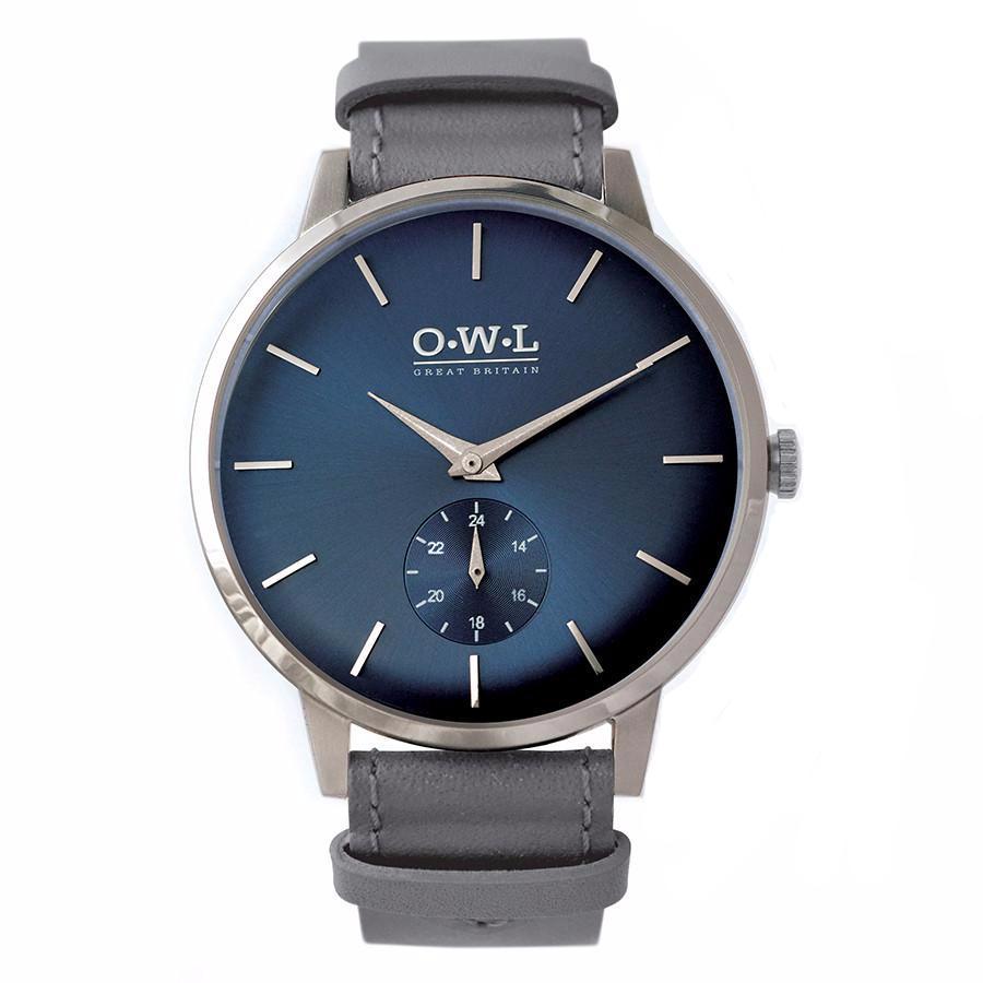 FILTON GENTLEMAN'S BLUE & LIGHT GREY LEATHER STRAP WATCH - OWL watches