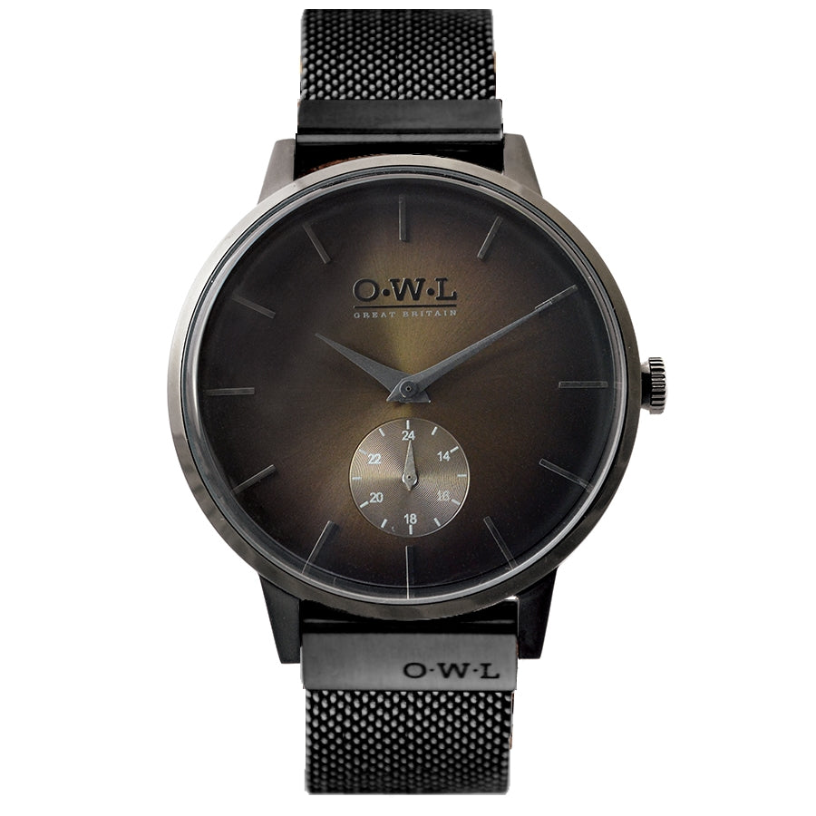 FILTON BLACK CASE & BLACK MESH STRAP WITH OCHRE DIAL LTD EDITION - OWL watches