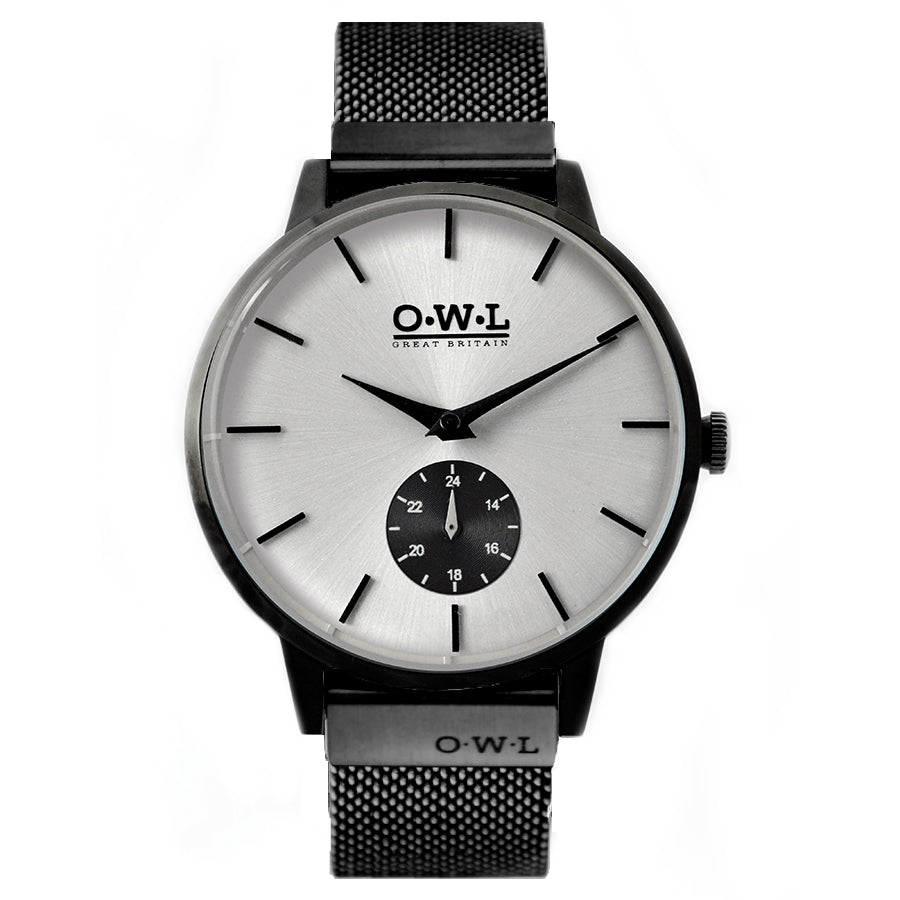 FILTON BLACK CASE & BLACK MESH STRAP WITH PALE SILVER DIAL - LTD EDITION - OWL watches