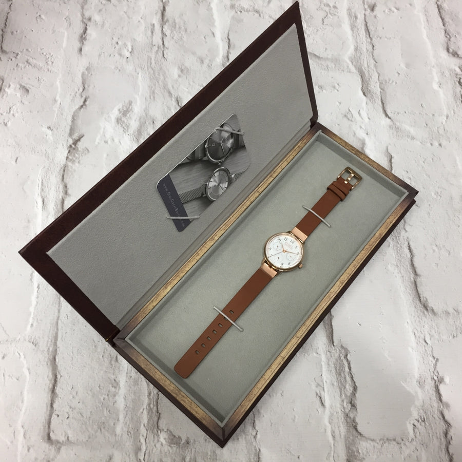 HELMSLEY STEEL CASE WITH WARM GREY DIAL & LEATHER STRAP - OWL watches