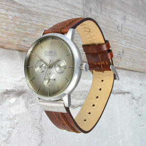 PEMBREY GENTLEMAN'S BROGUE LEATHER STRAP WATCH - OWL watches