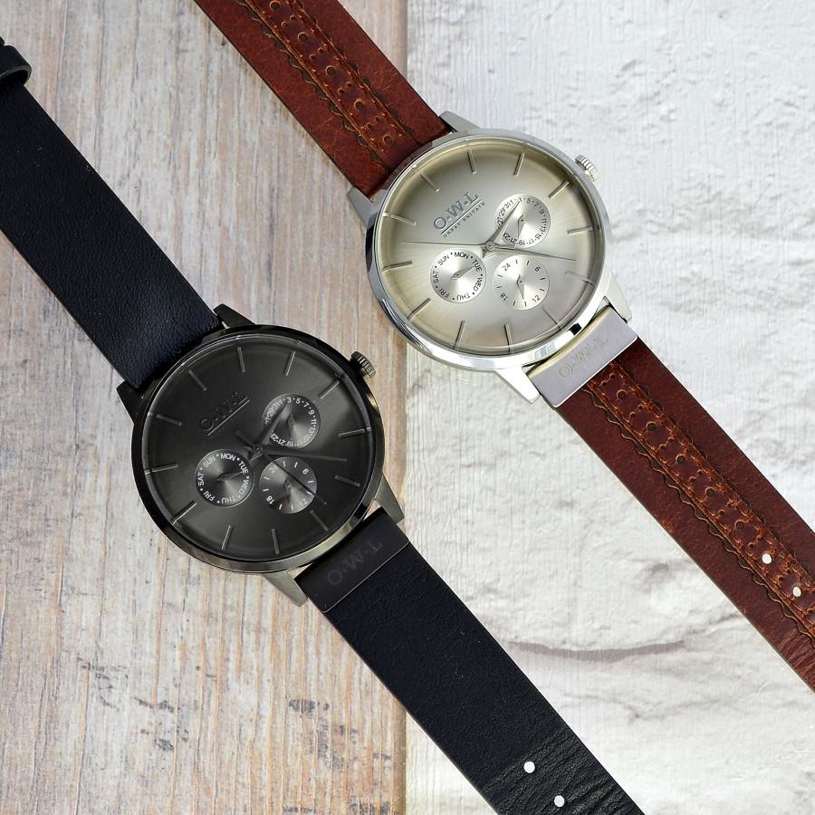 PEMBREY GENTLEMAN'S BLACK LEATHER STRAP WATCH - OWL watches