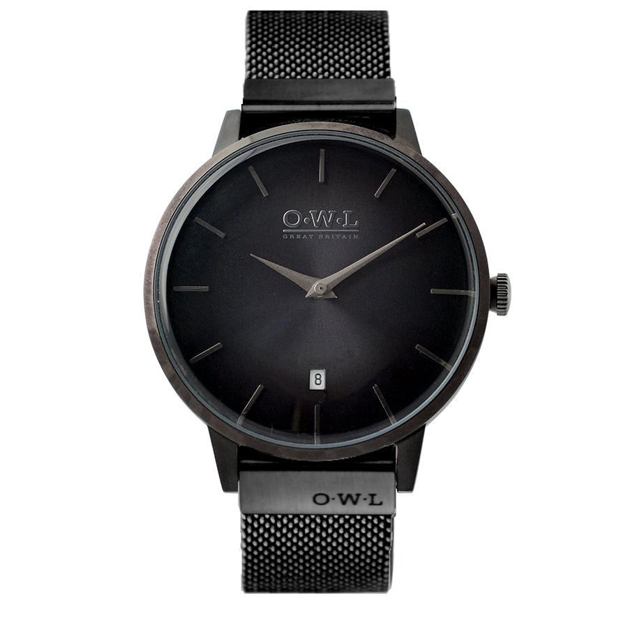 WALLOP GENTLEMAN'S BLACK CASE & MESH STRAP WATCH LTD - Edition - OWL watches